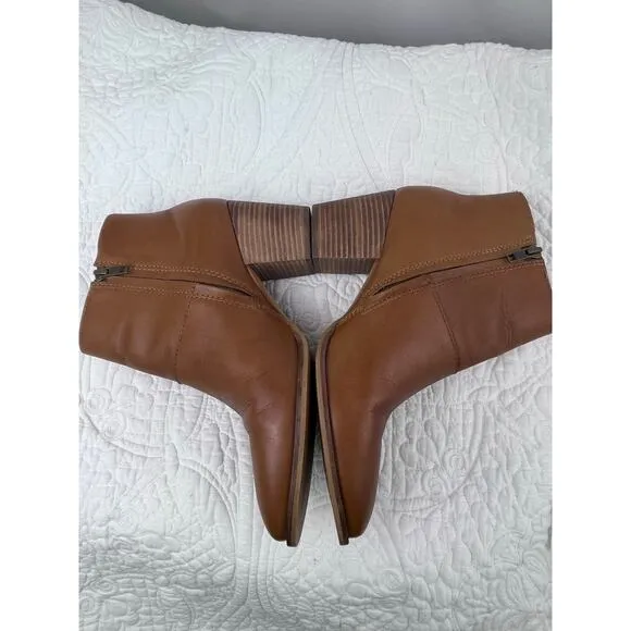 Madewell Womens Size 8.5 Tan The Rosie Ankle Leather Boots Side Zip MA434 Bootie