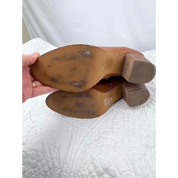 Madewell Womens Size 8.5 Tan The Rosie Ankle Leather Boots Side Zip MA434 Bootie
