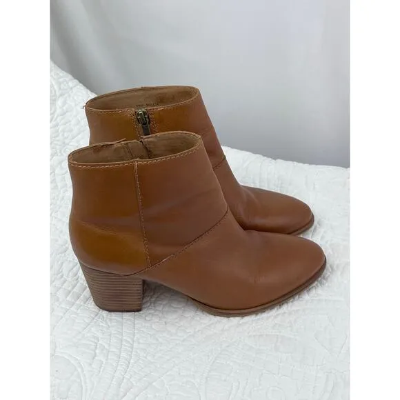 Madewell Womens Size 8.5 Tan The Rosie Ankle Leather Boots Side Zip MA434 Bootie