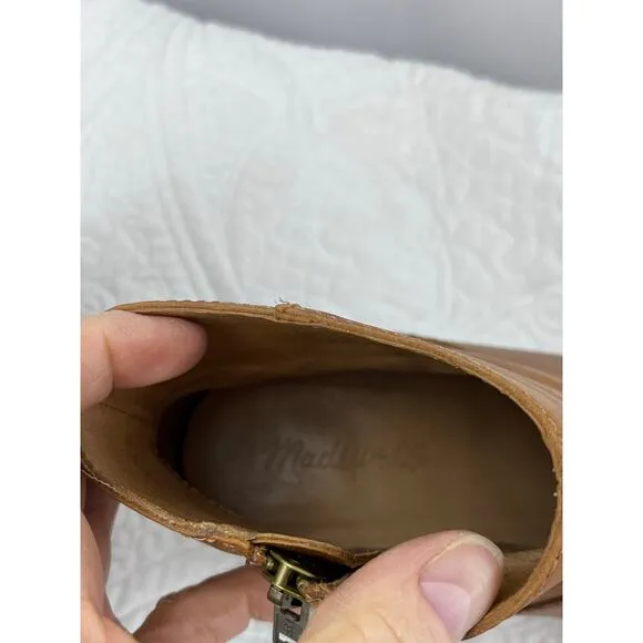 Madewell Womens Size 8.5 Tan The Rosie Ankle Leather Boots Side Zip MA434 Bootie