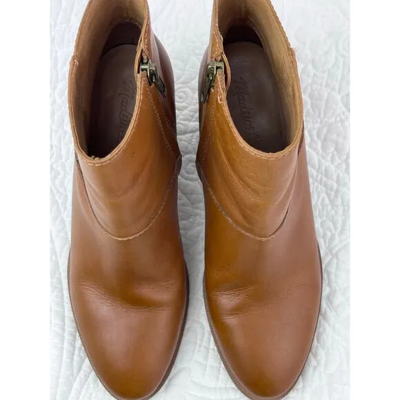 Madewell Womens Size 8.5 Tan The Rosie Ankle Leather Boots Side Zip MA434 Bootie