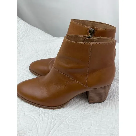 Madewell Womens Size 8.5 Tan The Rosie Ankle Leather Boots Side Zip MA434 Bootie