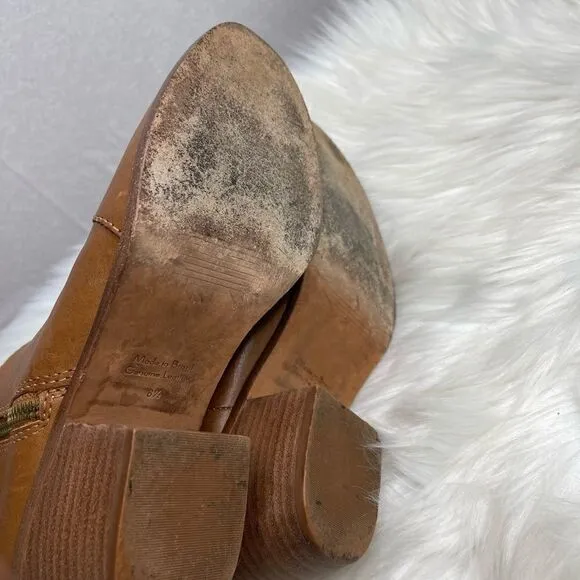 Madewell Janice Leather Bootie in English Saddle 8.5
