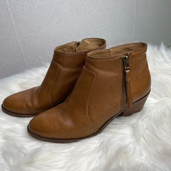 Madewell Janice Leather Bootie in English Saddle 8.5