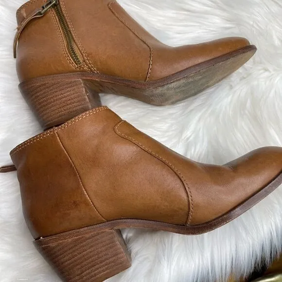 Madewell Janice Leather Bootie in English Saddle 8.5