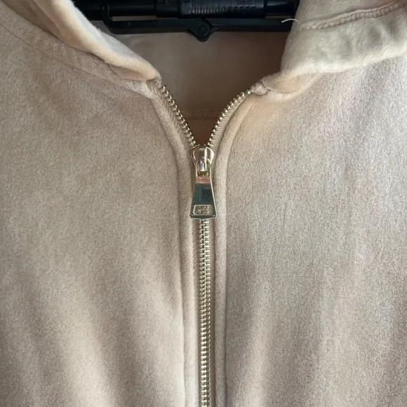 Magaschoni Hoodie Velour Teddy Jacket Zip Terry Jacket Taupe Beige Fall, Size XL