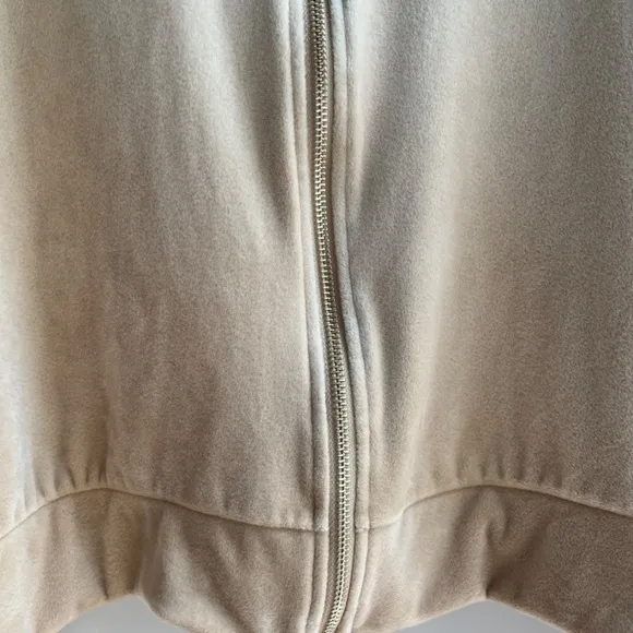 Magaschoni Hoodie Velour Teddy Jacket Zip Terry Jacket Taupe Beige Fall, Size XL