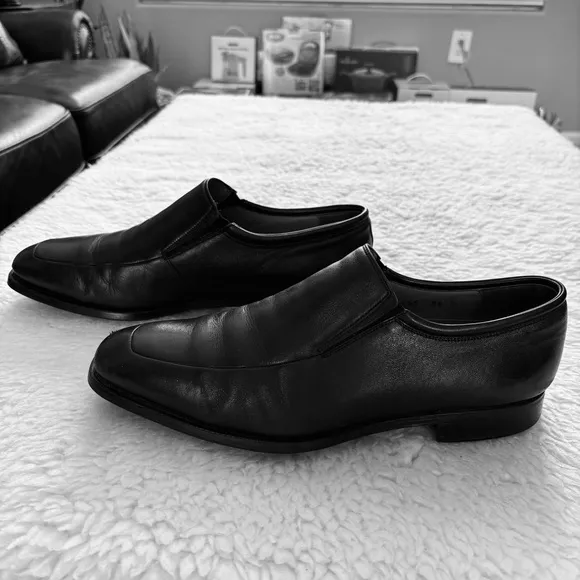 Magnanni Black Leather Slip On/Loafers Shoes Size 8.5 D