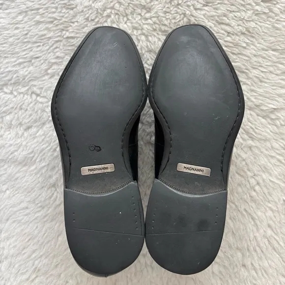 Magnanni Black Leather Slip On/Loafers Shoes Size 8.5 D