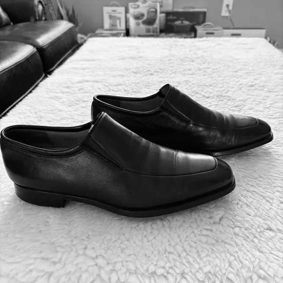 Magnanni Black Leather Slip On/Loafers Shoes Size 8.5 D