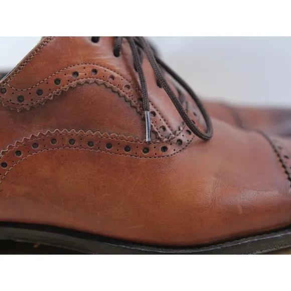 Magnanni‎ Brogue Derby Medallion Toe Oxford Cognac Mens Dress Shoes 10 M 13975