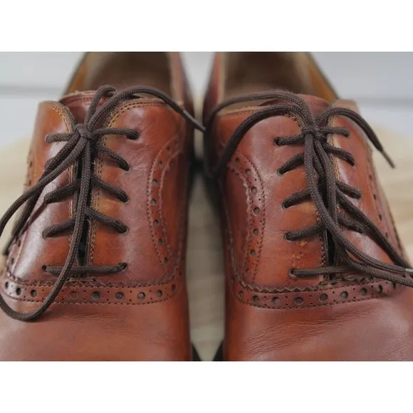 Magnanni‎ Brogue Derby Medallion Toe Oxford Cognac Mens Dress Shoes 10 M 13975