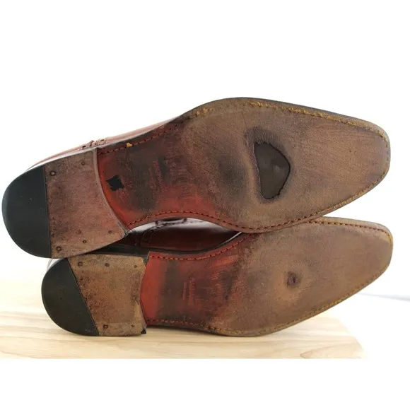 Magnanni‎ Brogue Derby Medallion Toe Oxford Cognac Mens Dress Shoes 10 M 13975