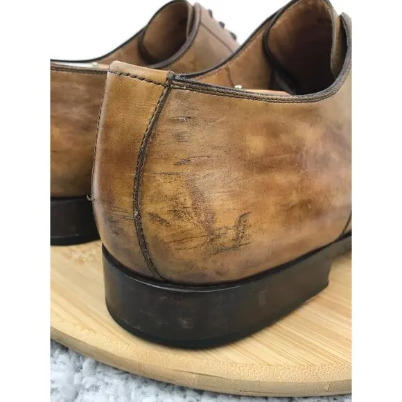 Magnanni Brown Leather Plain Toe Career Oxford Derby Dress Shoes Mens 11 12054
