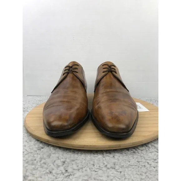 Magnanni Brown Leather Plain Toe Career Oxford Derby Dress Shoes Mens 11 12054