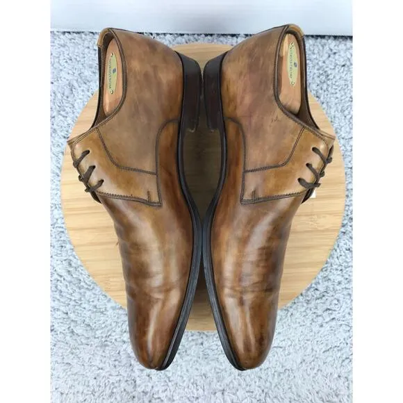 Magnanni Brown Leather Plain Toe Career Oxford Derby Dress Shoes Mens 11 12054