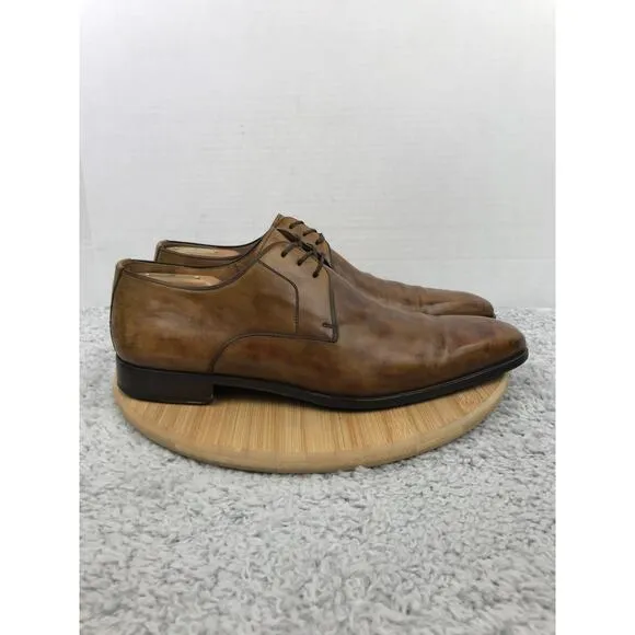 Magnanni Brown Leather Plain Toe Career Oxford Derby Dress Shoes Mens 11 12054