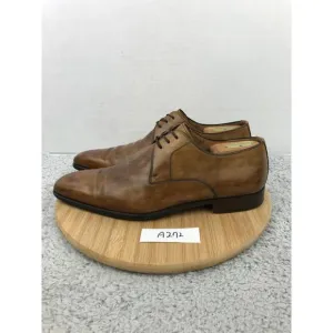 Magnanni Brown Leather Plain Toe Career Oxford Derby Dress Shoes Mens 11 12054