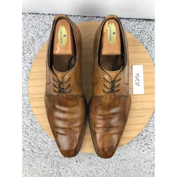 Magnanni Brown Leather Plain Toe Career Oxford Derby Dress Shoes Mens 11 12054