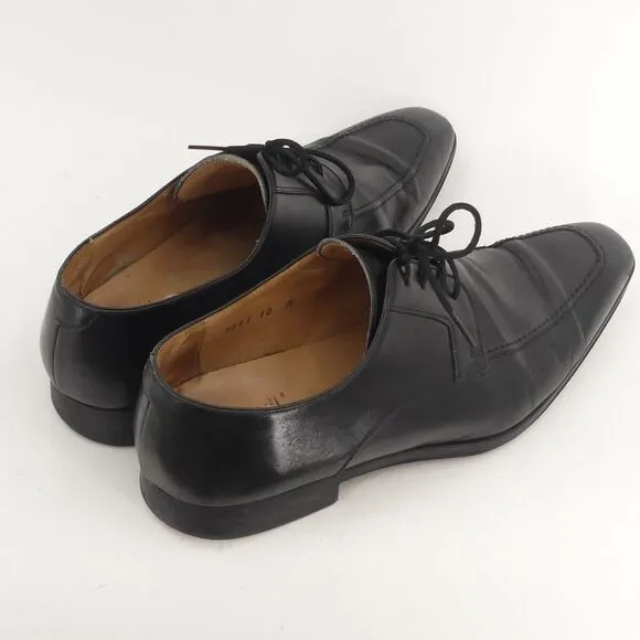 Magnanni for Neiman Marcus Black Leather Lace Up Shoes Derby‎ Men's 10