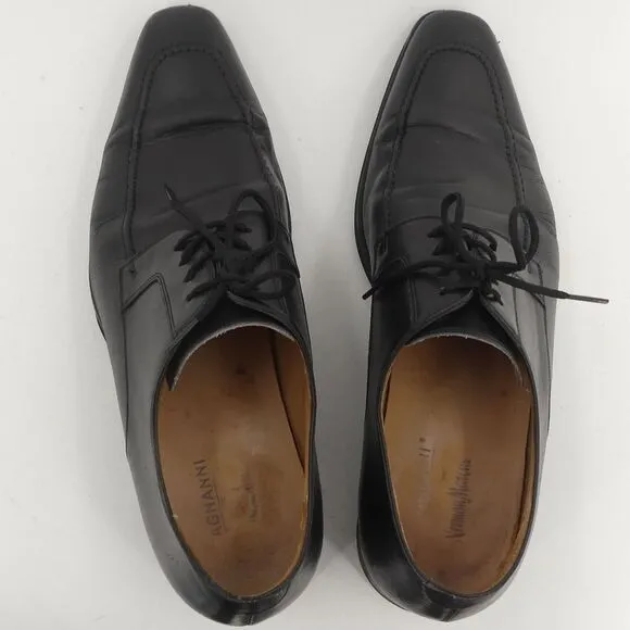Magnanni for Neiman Marcus Black Leather Lace Up Shoes Derby‎ Men's 10