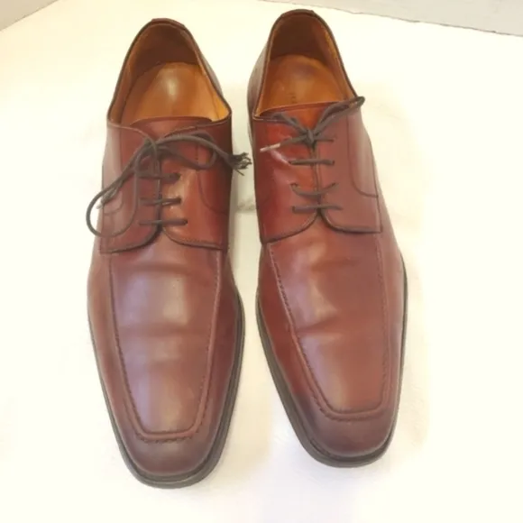 Magnanni Mens Leather Apron Toe Derby Lace Up Shoes Size 11