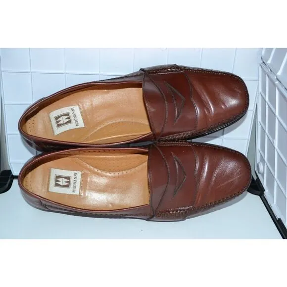 Magnanni Penny Loafe Dress Shoes Mens Size US 10 M Brown Genuine Leather Slip On