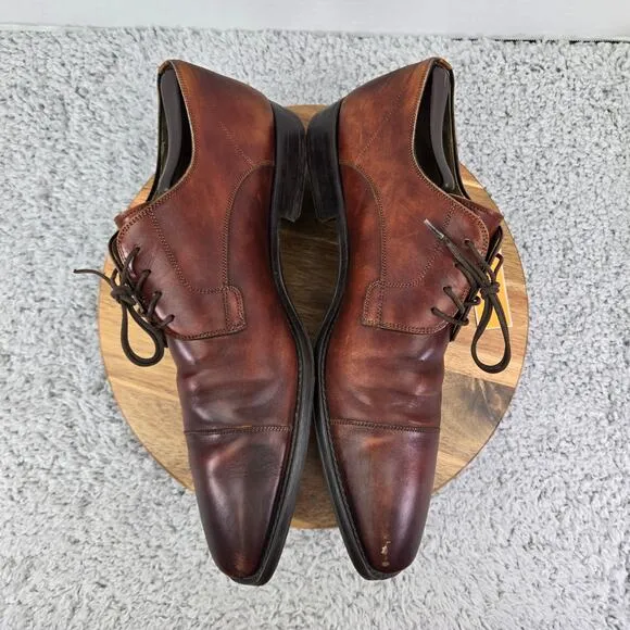 Magnanni Samson Brown Burnished Cap Toe Derby Oxford Dress Shoes Mens 13 M 23475