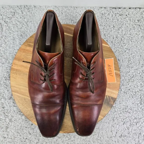 Magnanni Samson Brown Burnished Cap Toe Derby Oxford Dress Shoes Mens 13 M 23475