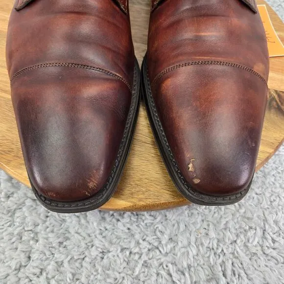 Magnanni Samson Brown Burnished Cap Toe Derby Oxford Dress Shoes Mens 13 M 23475