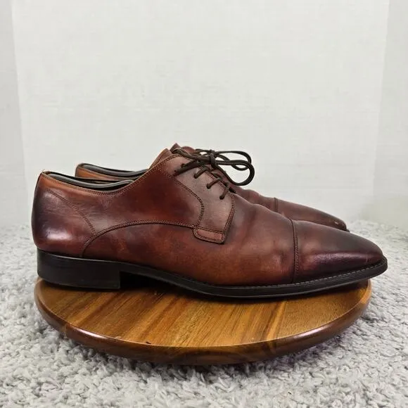 Magnanni Samson Brown Burnished Cap Toe Derby Oxford Dress Shoes Mens 13 M 23475