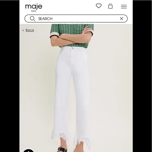maje distressed hem jeans in white
