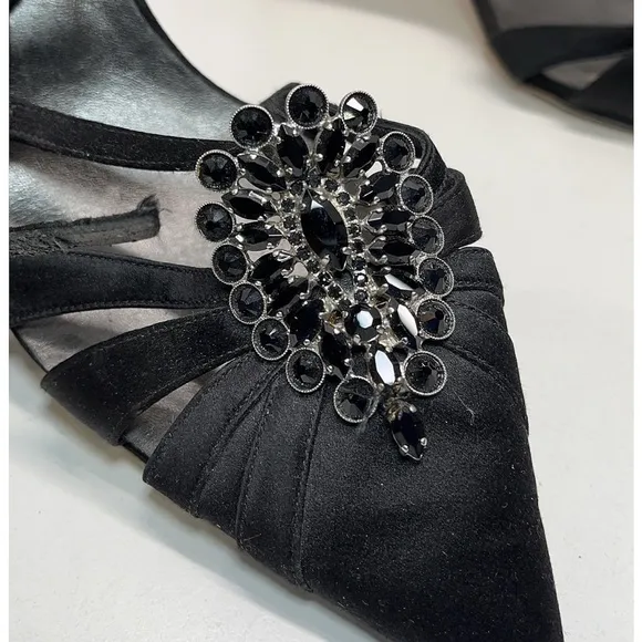 Manolo Blahnik Black Crystal Embellished Heels