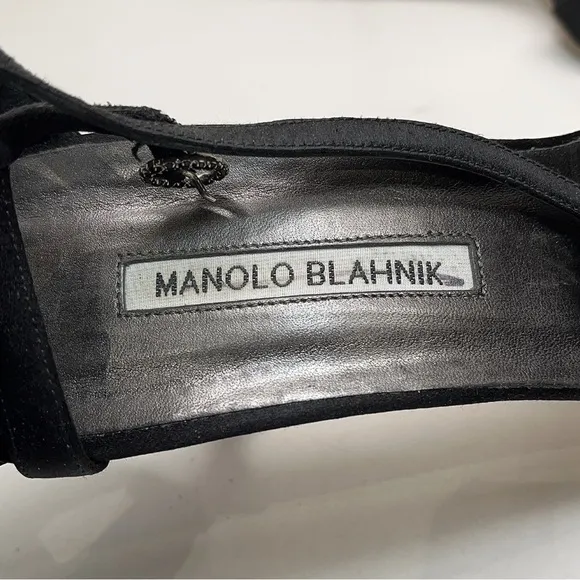Manolo Blahnik Black Crystal Embellished Heels