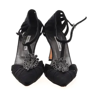 Manolo Blahnik Black Crystal Embellished Heels