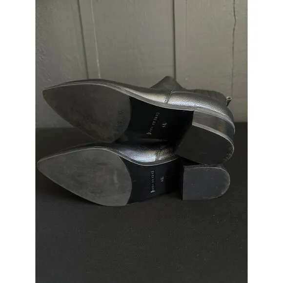 MARC FISHER Missir Black Leather Chelsea Boots Block Heel Pointed Toe Size 6
