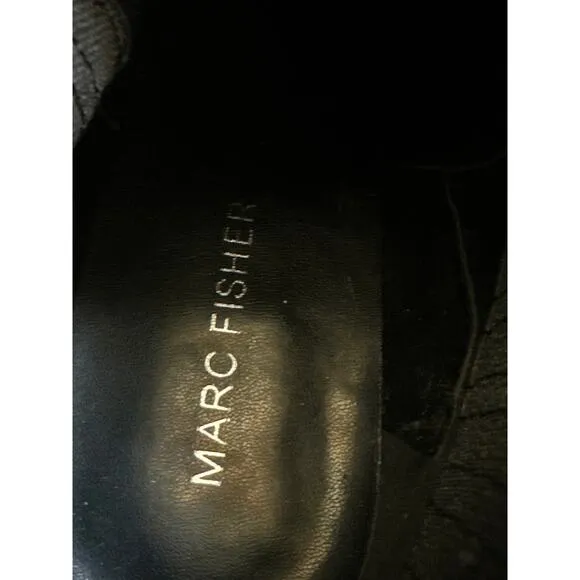 MARC FISHER Missir Black Leather Chelsea Boots Block Heel Pointed Toe Size 6