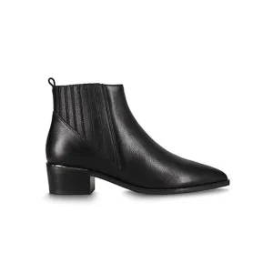 MARC FISHER Missir Black Leather Chelsea Boots Block Heel Pointed Toe Size 6