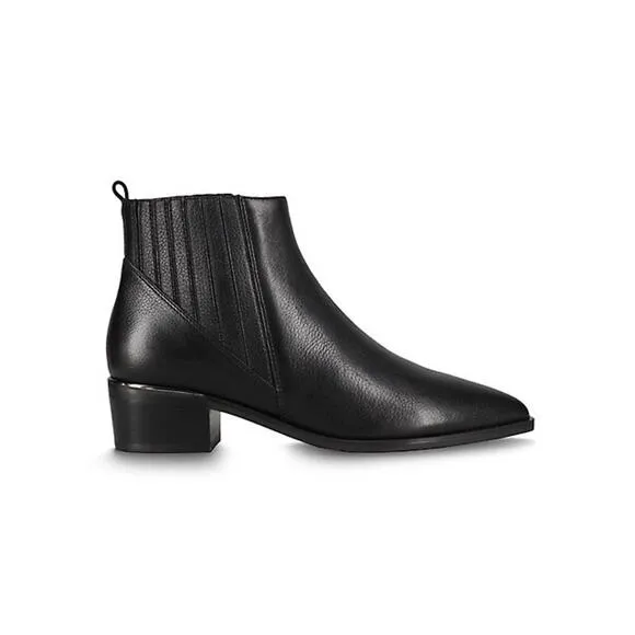 MARC FISHER Missir Black Leather Chelsea Boots Block Heel Pointed Toe Size 6