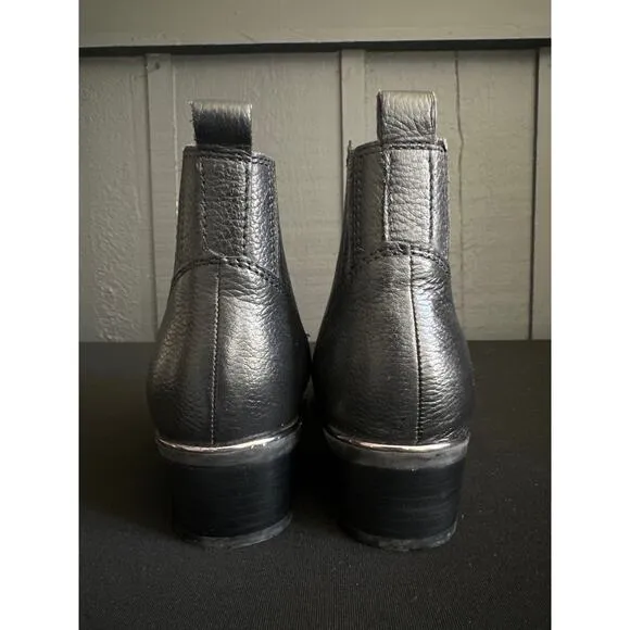 MARC FISHER Missir Black Leather Chelsea Boots Block Heel Pointed Toe Size 6