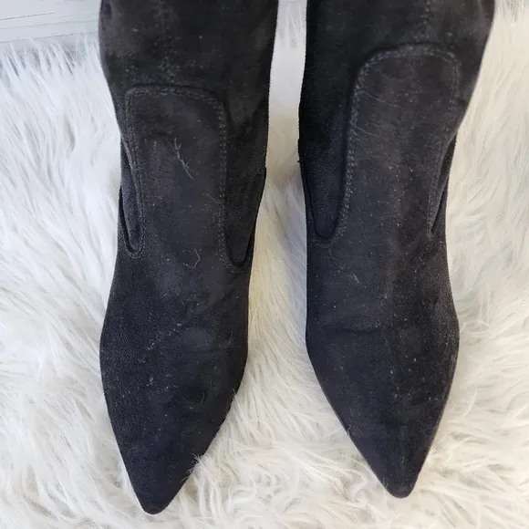 Marc Fisher Retie Faux Suede Heeled Knee High Boots