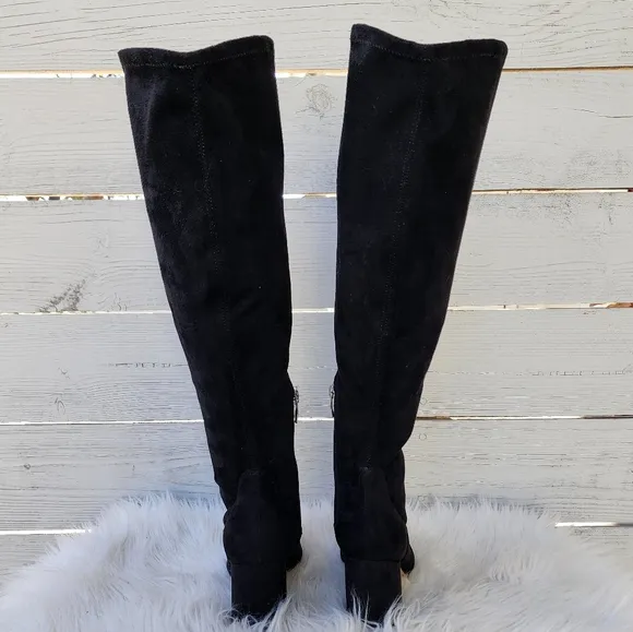 Marc Fisher Retie Faux Suede Heeled Knee High Boots