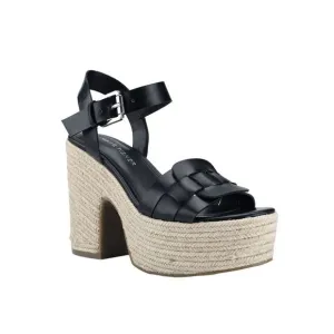 MARC FISHER Womens Black 2&quot; Platform Viga Toe Block Heel Espadrille Shoes 10 M
