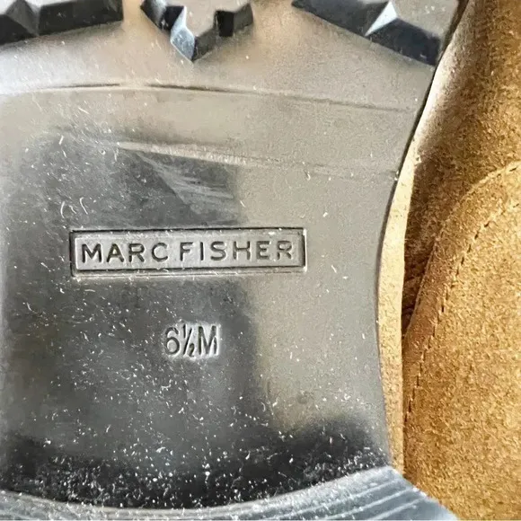 Marc Fisher Size 6.5 Gray Taupe Suede Lug Sole Ankle Boot 4” Bootie Winter Shoes