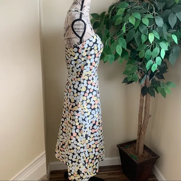 Marc Jacobs Multicolor Dots Halter Midi Dress Yellow Sz 4