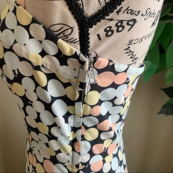 Marc Jacobs Multicolor Dots Halter Midi Dress Yellow Sz 4