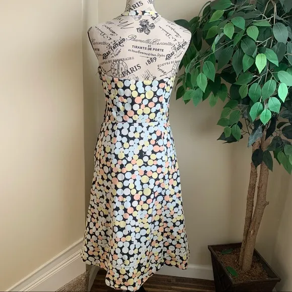 Marc Jacobs Multicolor Dots Halter Midi Dress Yellow Sz 4