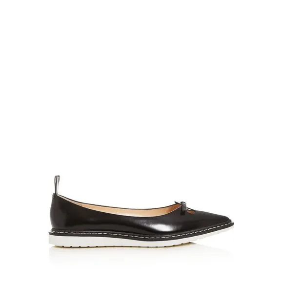 MARC JACOBS Womens Black Contrast  The Mouse Shoe Toe Slip On Leather Flats 36.5