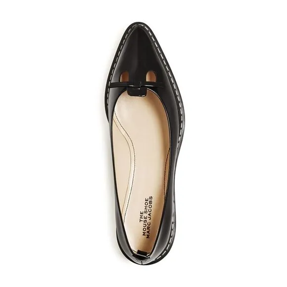 MARC JACOBS Womens Black Contrast  The Mouse Shoe Toe Slip On Leather Flats 36.5