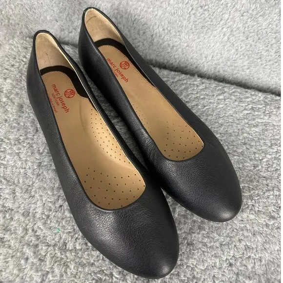 Marc Joseph New York Ferris Black Leather Flats Size 7.5 NWOB